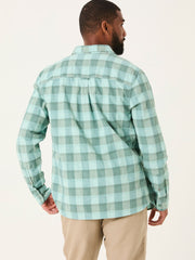 Brent Aqua Blue Long Sleeve Buffallo Overdye Check Shirt