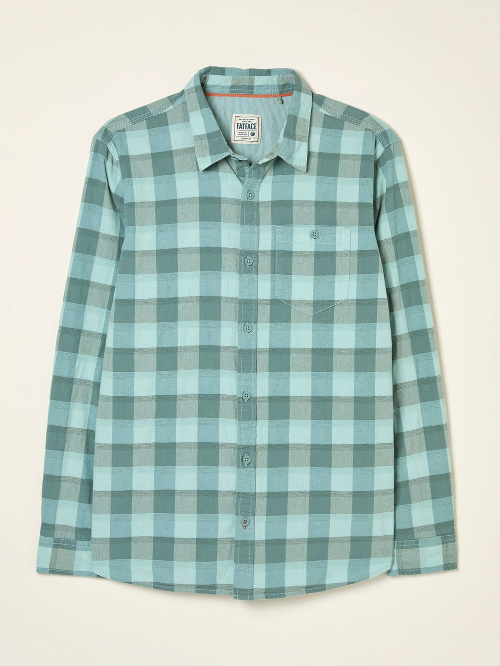 Brent Aqua Blue Long Sleeve Buffallo Overdye Check Shirt