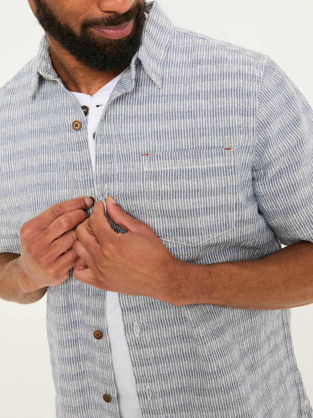 Blue Short Sleeve Semi Plain Textured Shirt