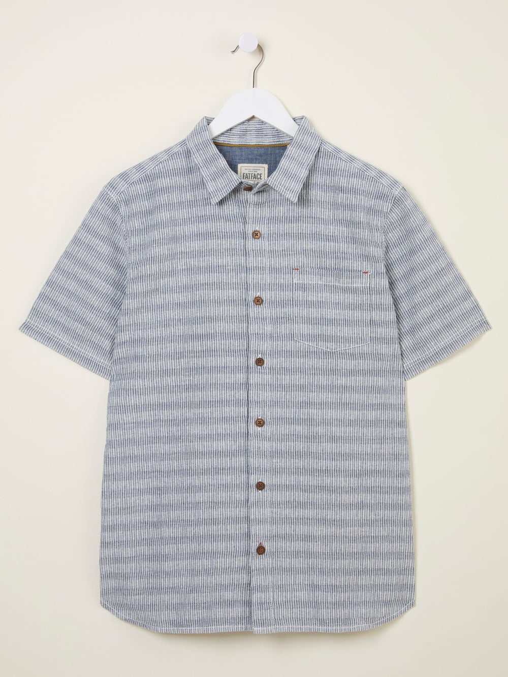 Blue Short Sleeve Semi Plain Textured Shirt