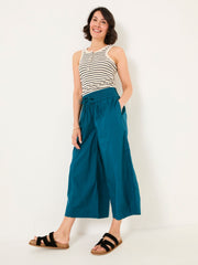 Aubrey Teal Blue Wide Leg Crop Trouser