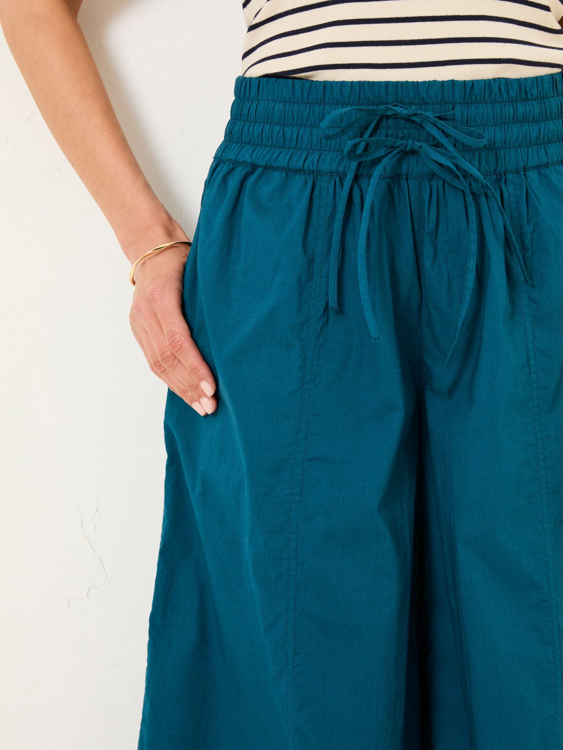 Aubrey Teal Blue Wide Leg Crop Trouser