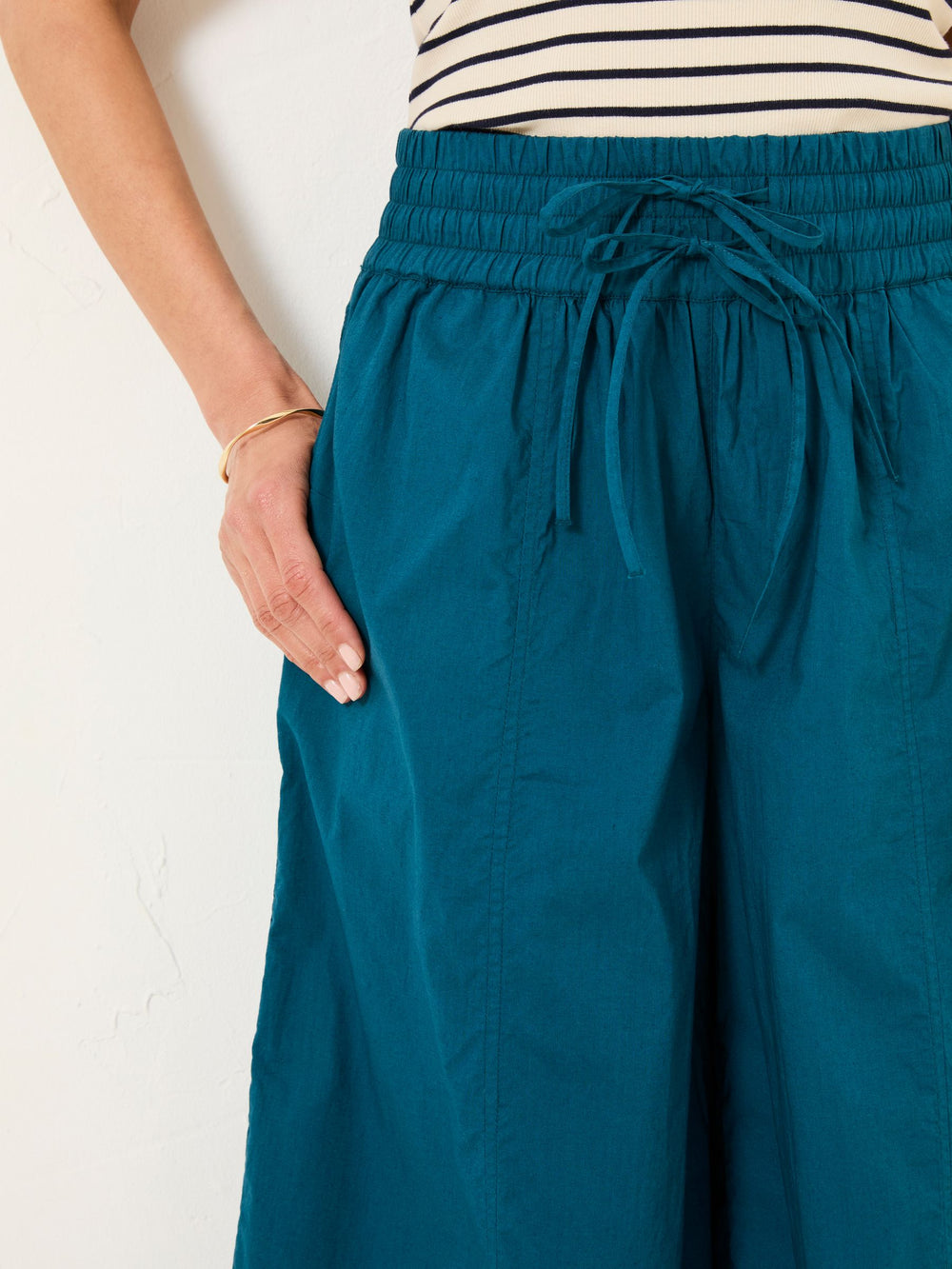Aubrey Teal Blue Wide Leg Crop Trouser