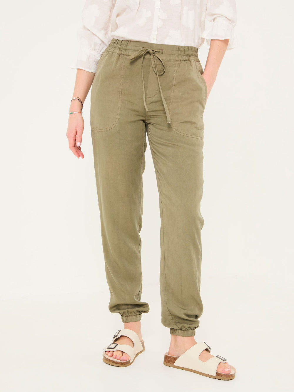 Lyme Khaki Green Cuffed Joggers