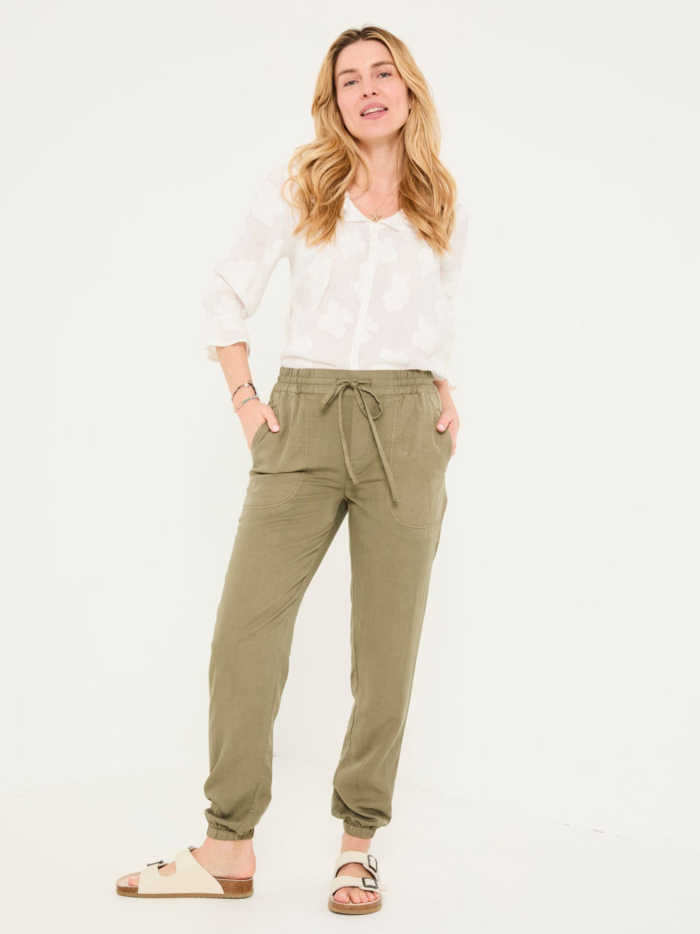 Lyme Khaki Green Cuffed Joggers