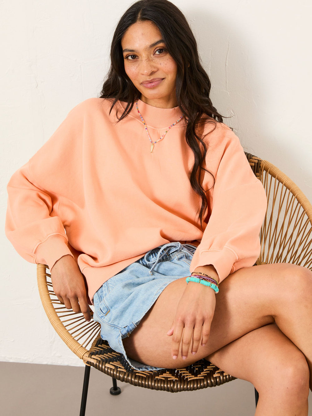 Lara Peach Pink Crew Sweatshirt
