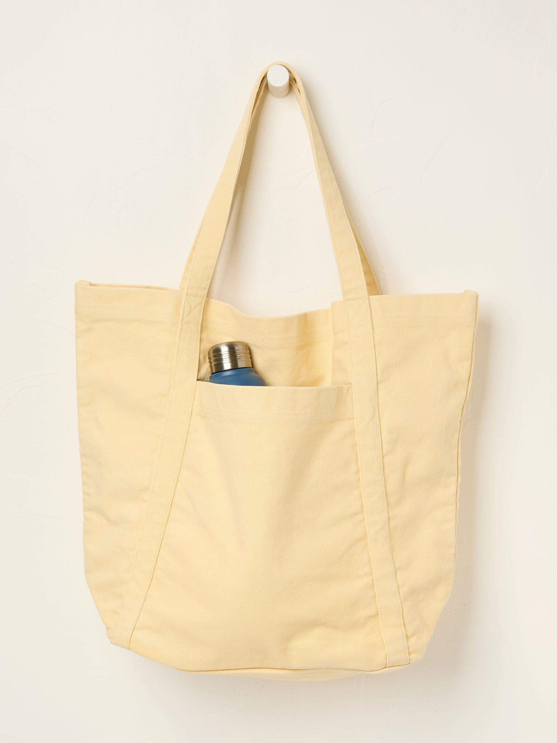 Astrid Lemon Yellow Pocket 100% Cotton Tote Bag