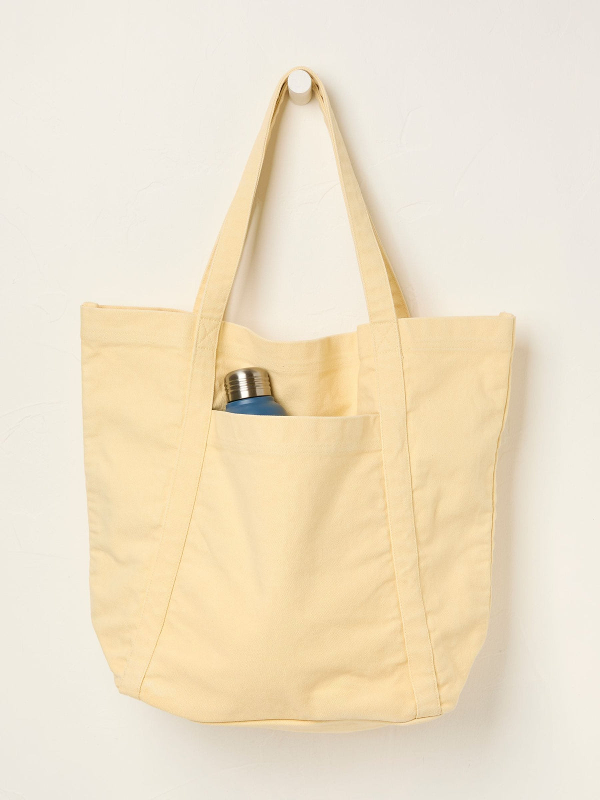 Astrid Lemon Yellow Pocket 100% Cotton Tote Bag