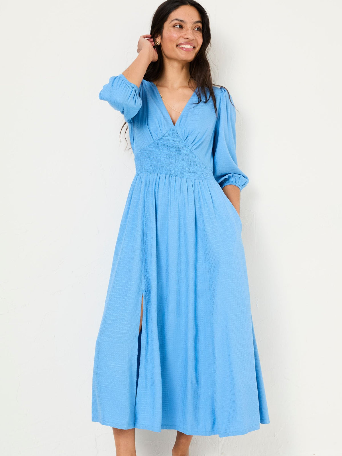 Bright Blue Rene Textured Midi Dress