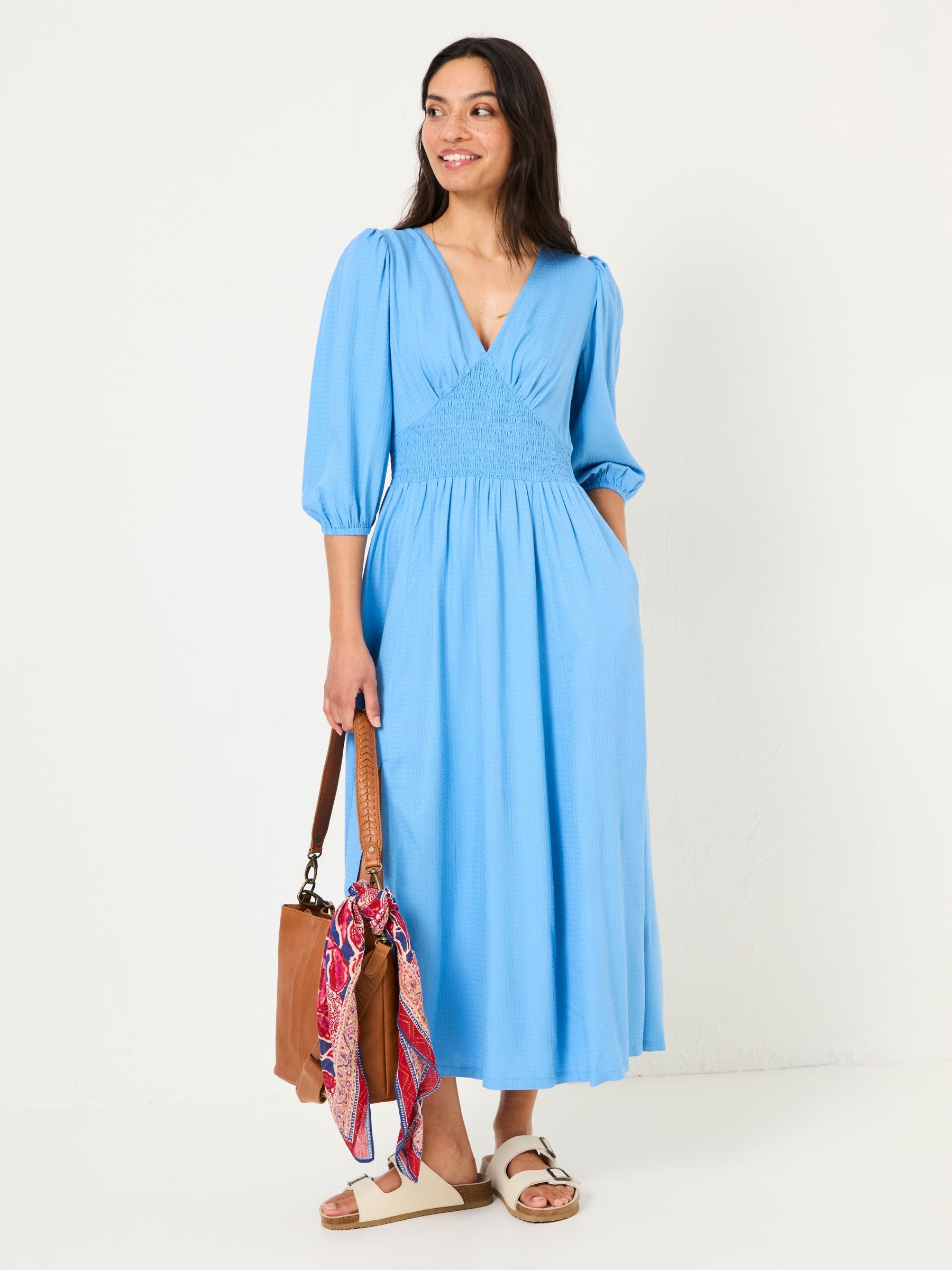 Bright Blue Rene Textured Midi Dress