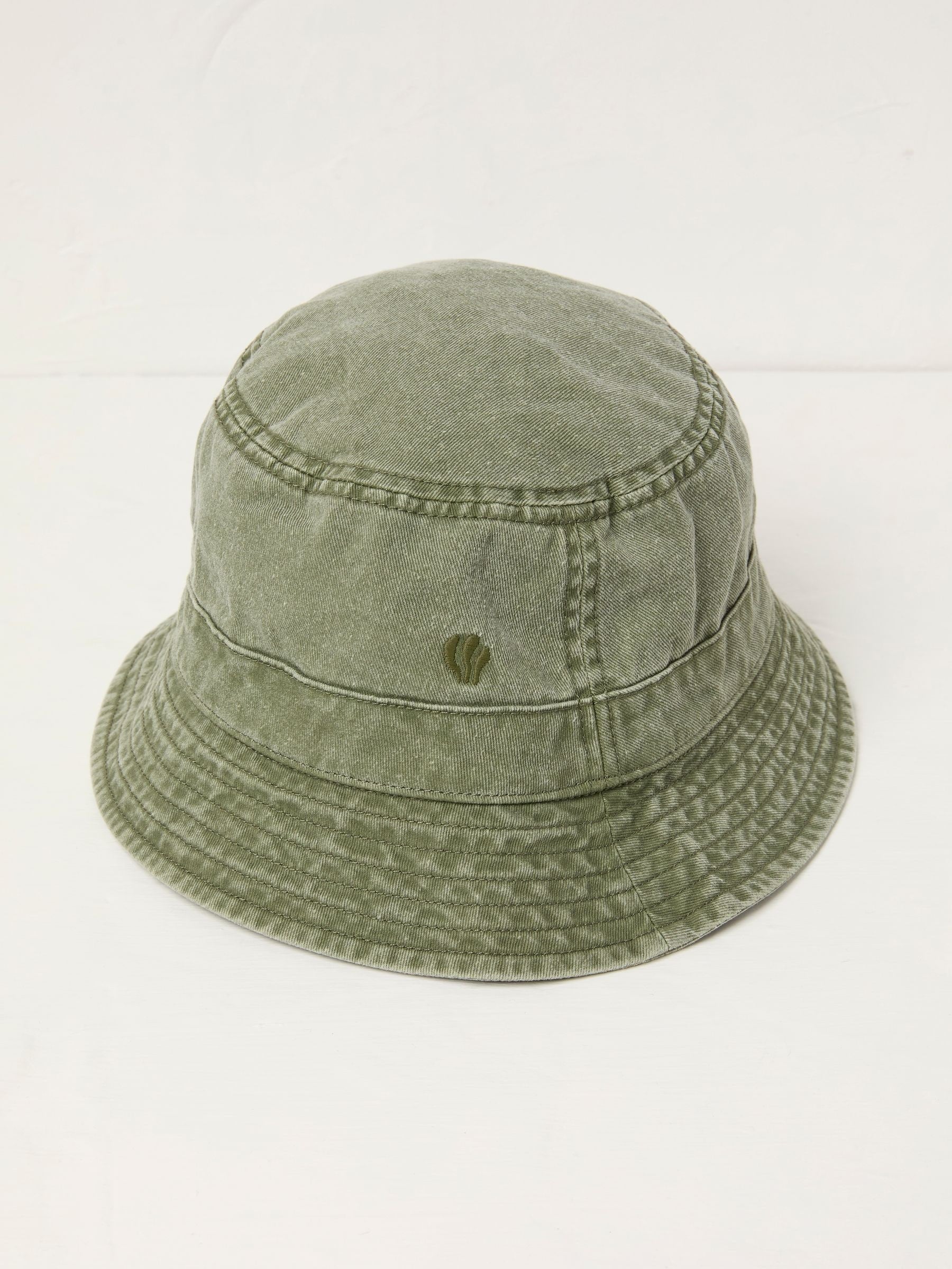 Khaki Green Washed Bucket 100% Cotton Hat