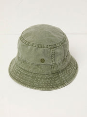 Khaki Green Washed Bucket 100% Cotton Hat