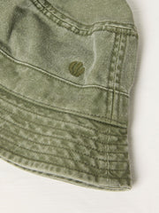 Khaki Green Washed Bucket 100% Cotton Hat