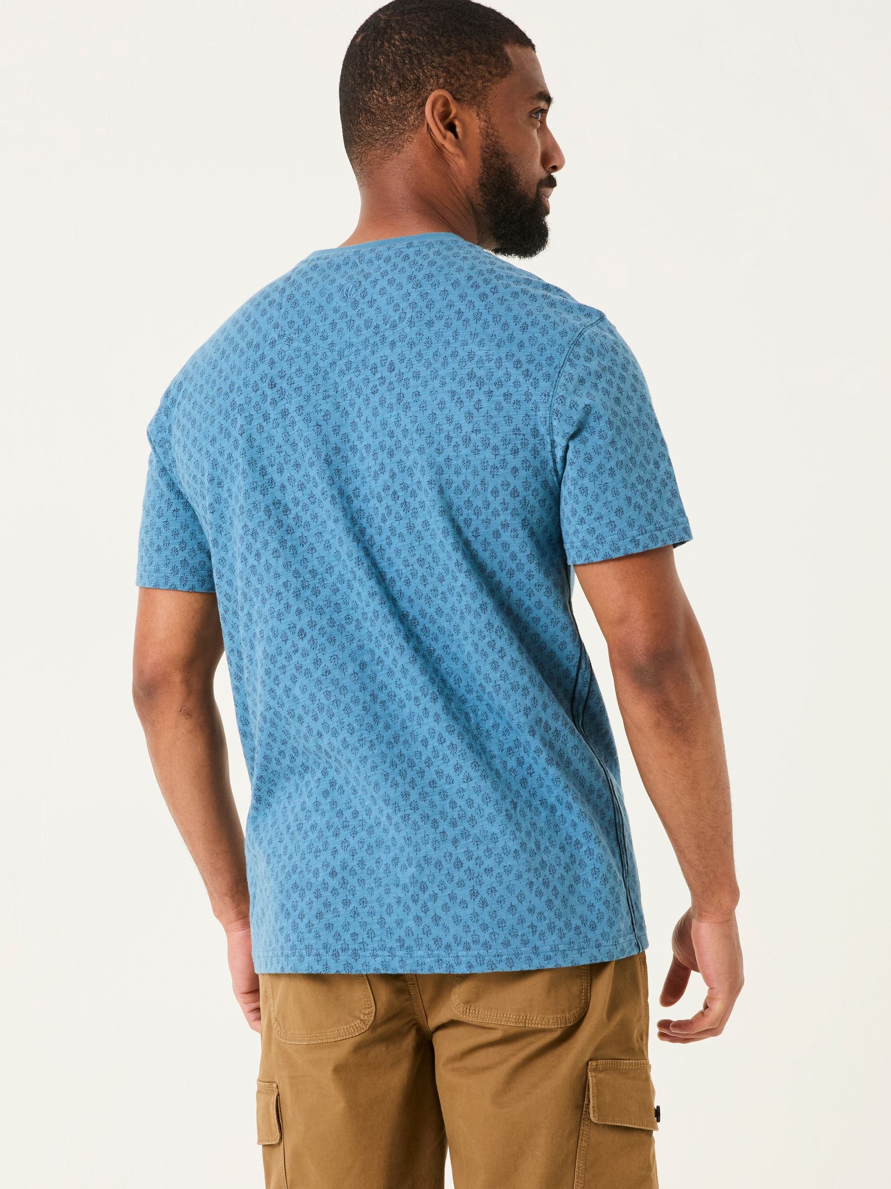 Hayle Navy Hayle Block Printed Tshirt