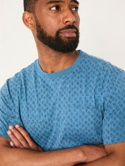 Hayle Navy Hayle Block Printed Tshirt