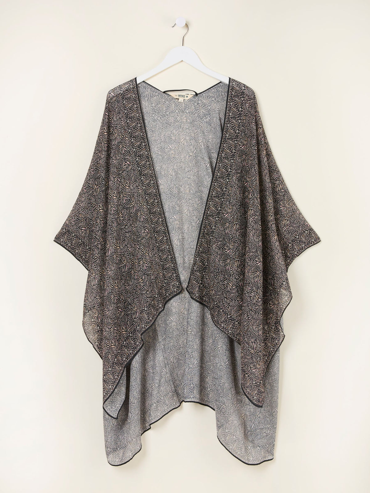 Black Leaf Printed Kimono