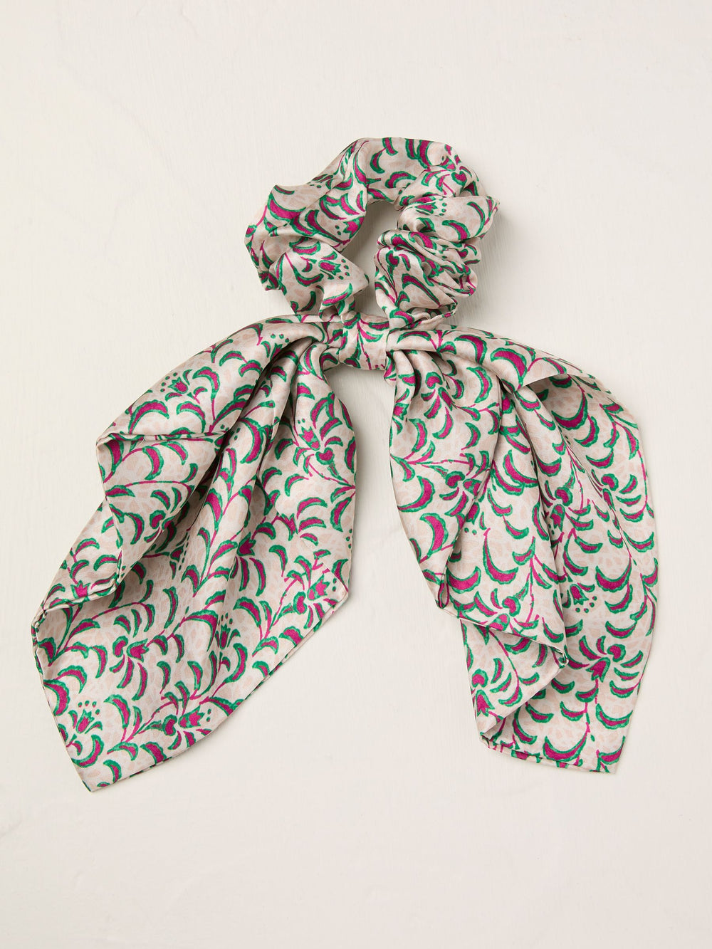 Ivory Printed Tie Scrunchie