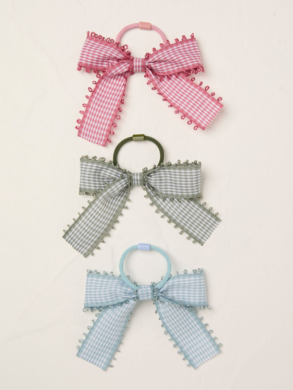 Multi Gingham Bow Hair Elastics 3 Pack