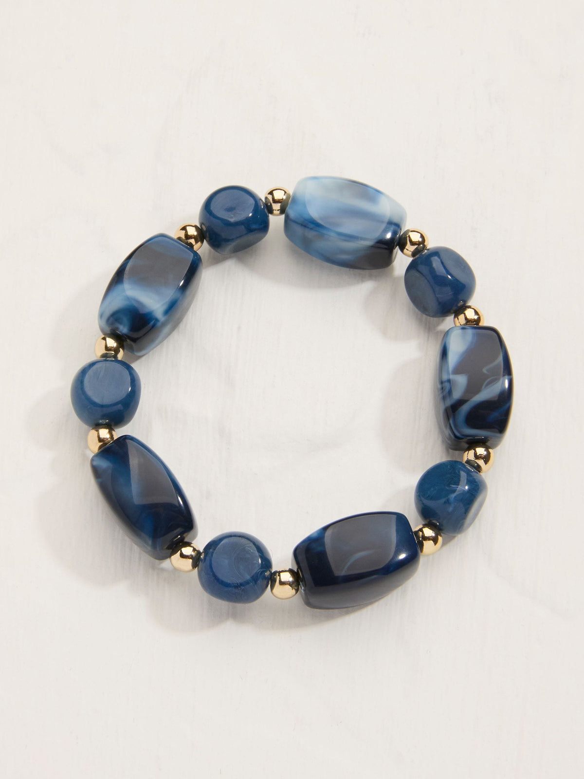 Blue Beaded Stretch Bracelet