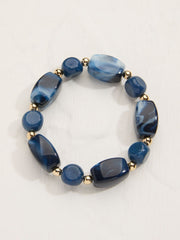 Blue Beaded Stretch Bracelet