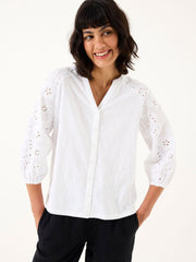 Elsie White Broderie 100% Cotton Jersey Shirt
