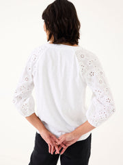 Elsie White Broderie 100% Cotton Jersey Shirt