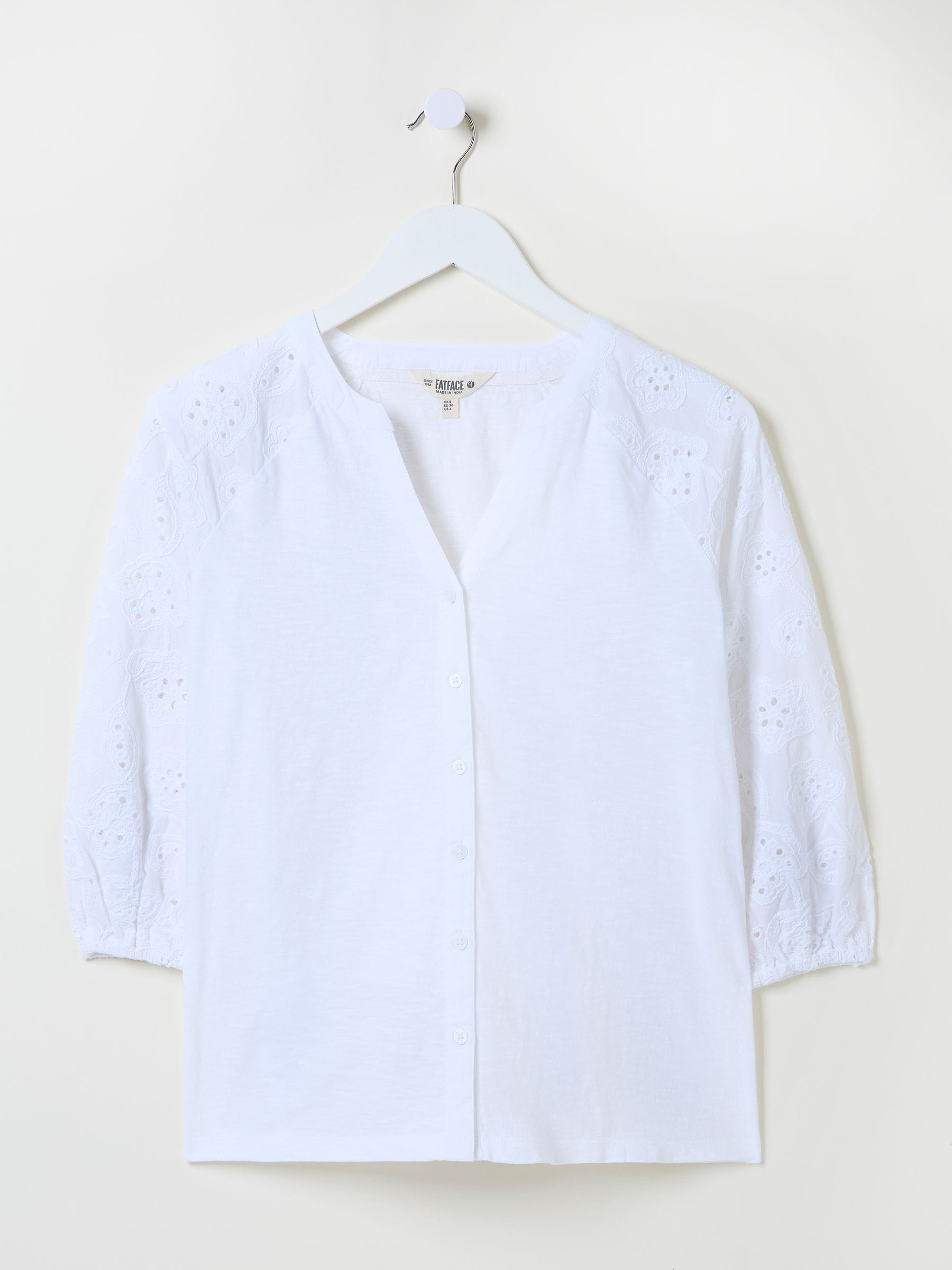 Elsie White Broderie 100% Cotton Jersey Shirt