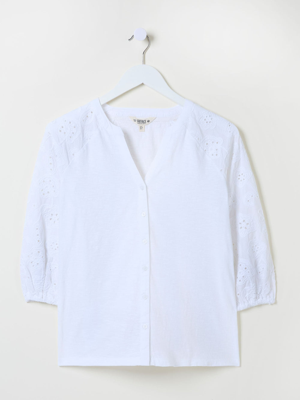 Elsie White Broderie 100% Cotton Jersey Shirt
