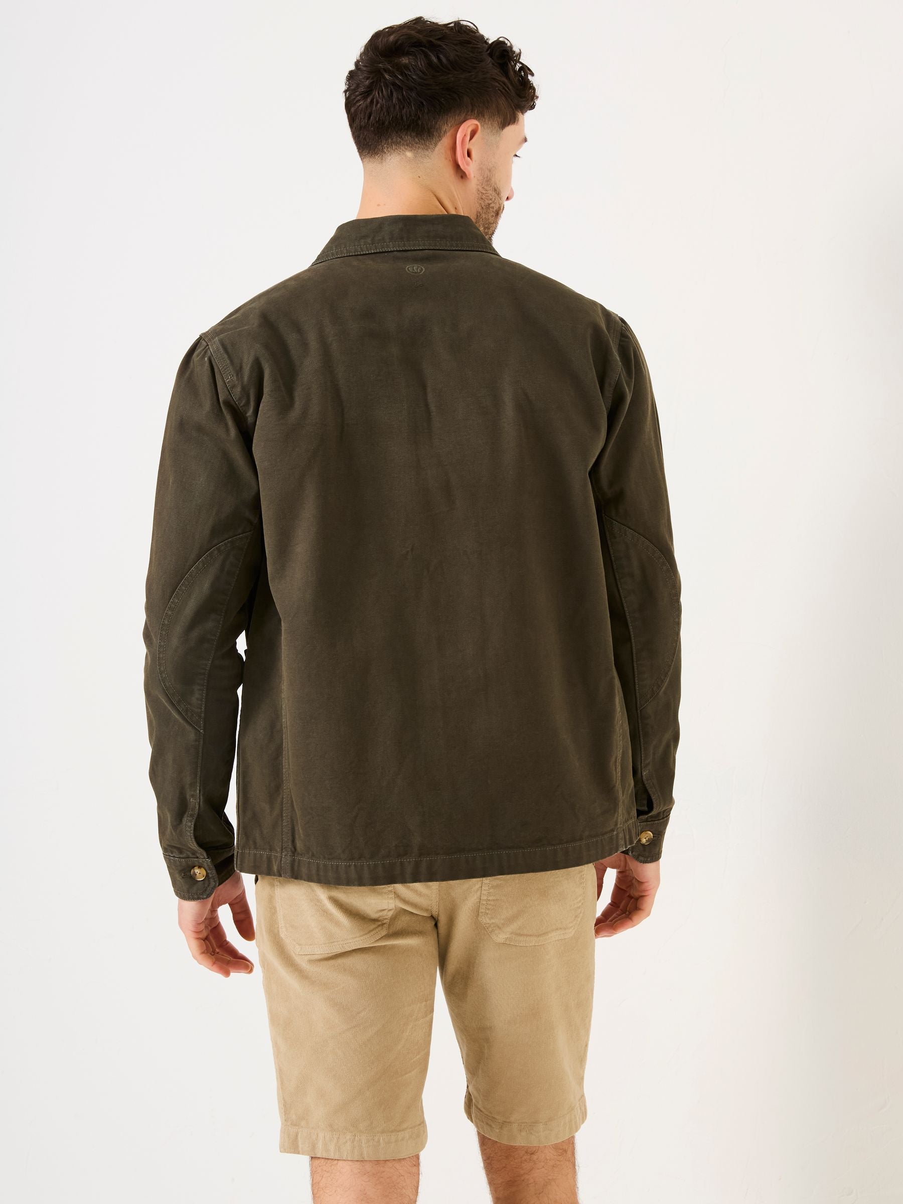 Khaki Green Washed Canvas Garment Dye Chore Jacket