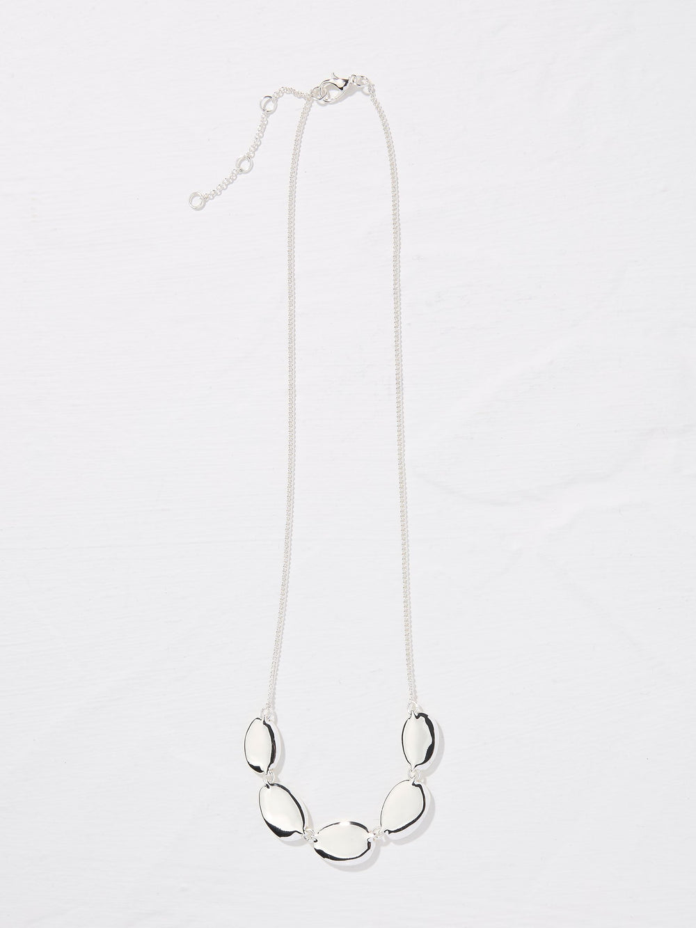 Silver Tone Oval Chunky Necklace