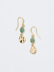 Gold Tone Stone Oval Drop Earrings