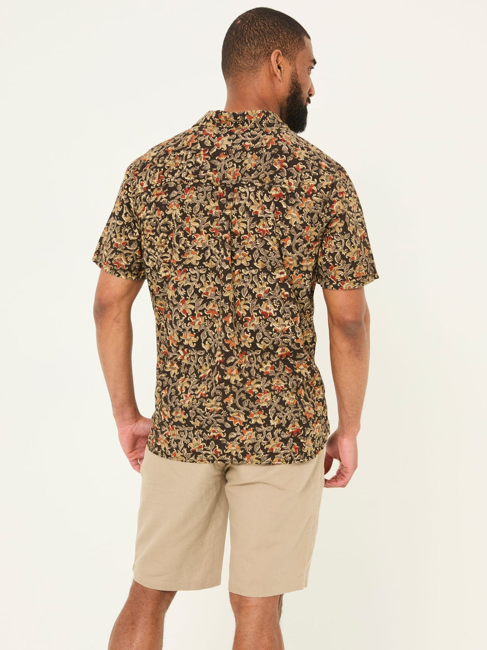 Washed Black Short Sleeve Authentic Indian Hand Block Print Shirt