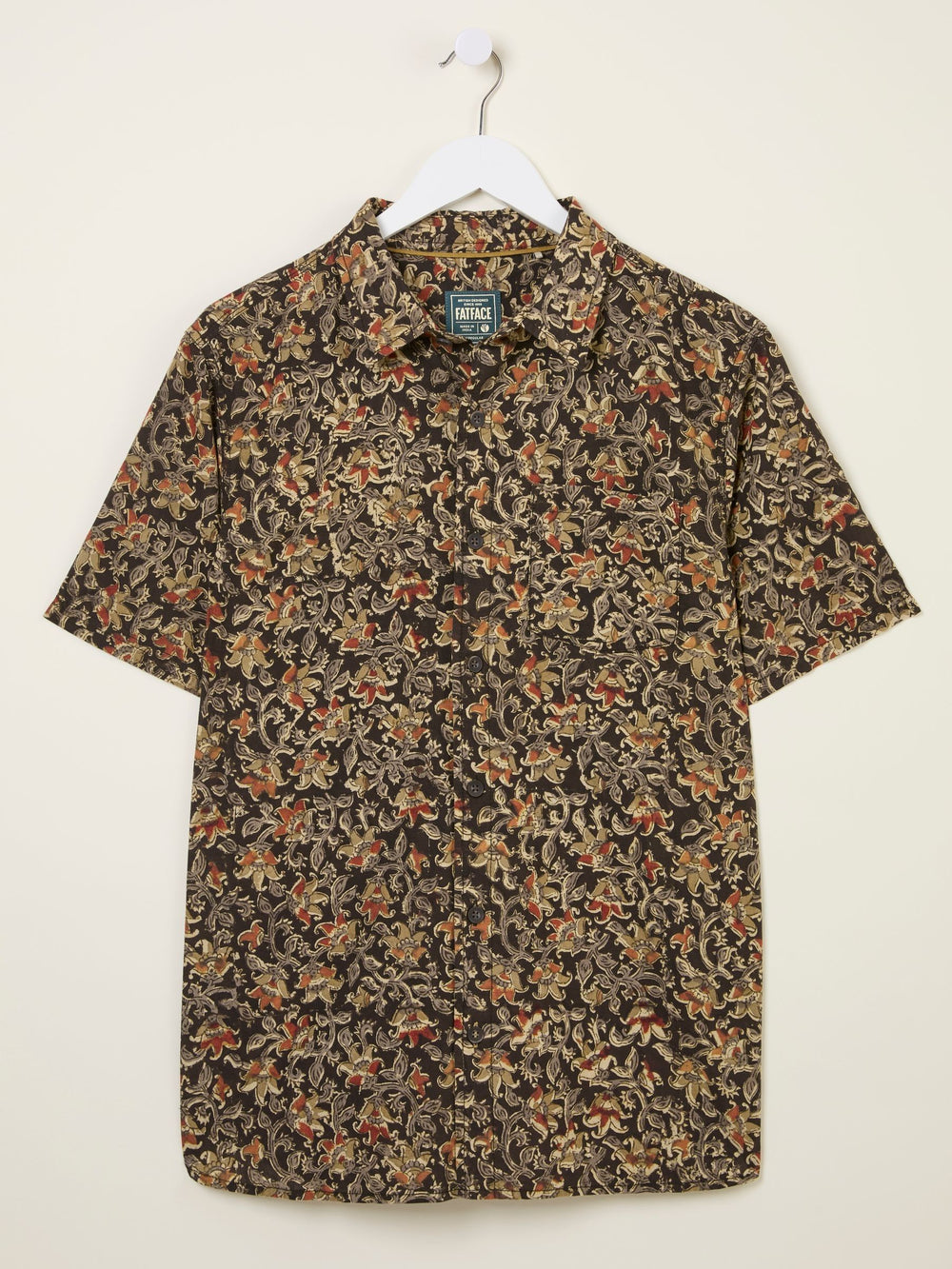Washed Black Short Sleeve Authentic Indian Hand Block Print Shirt