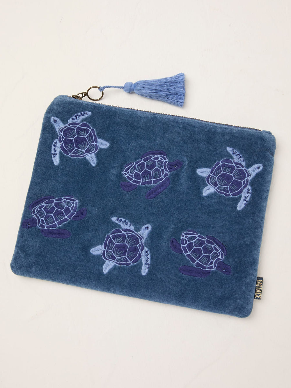 Blue Turtle Embroidered Pouch