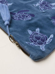 Blue Turtle Embroidered Pouch