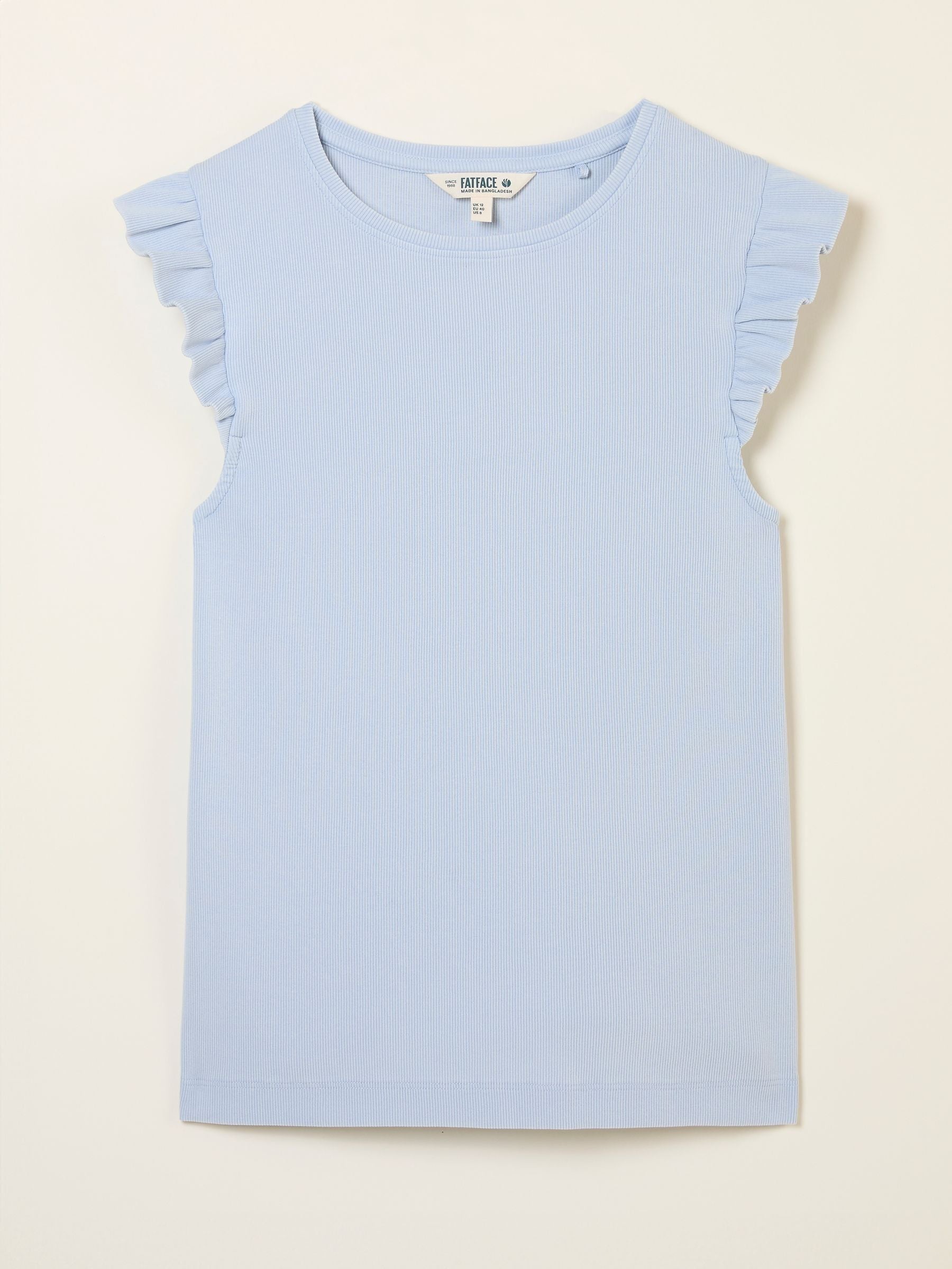 Light Blue Frill Sleeveless Top