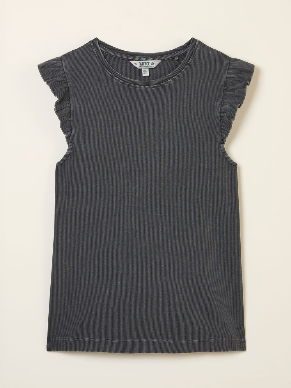 Charcoal Grey Frill Sleeveless Top