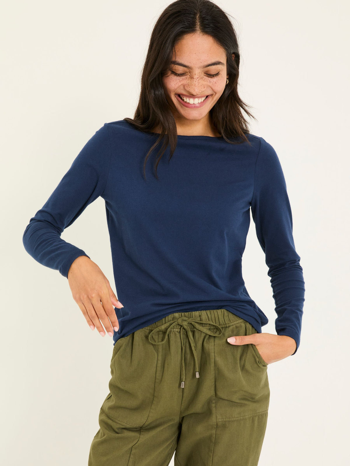Bree Navy Long Sleeve T-Shirt