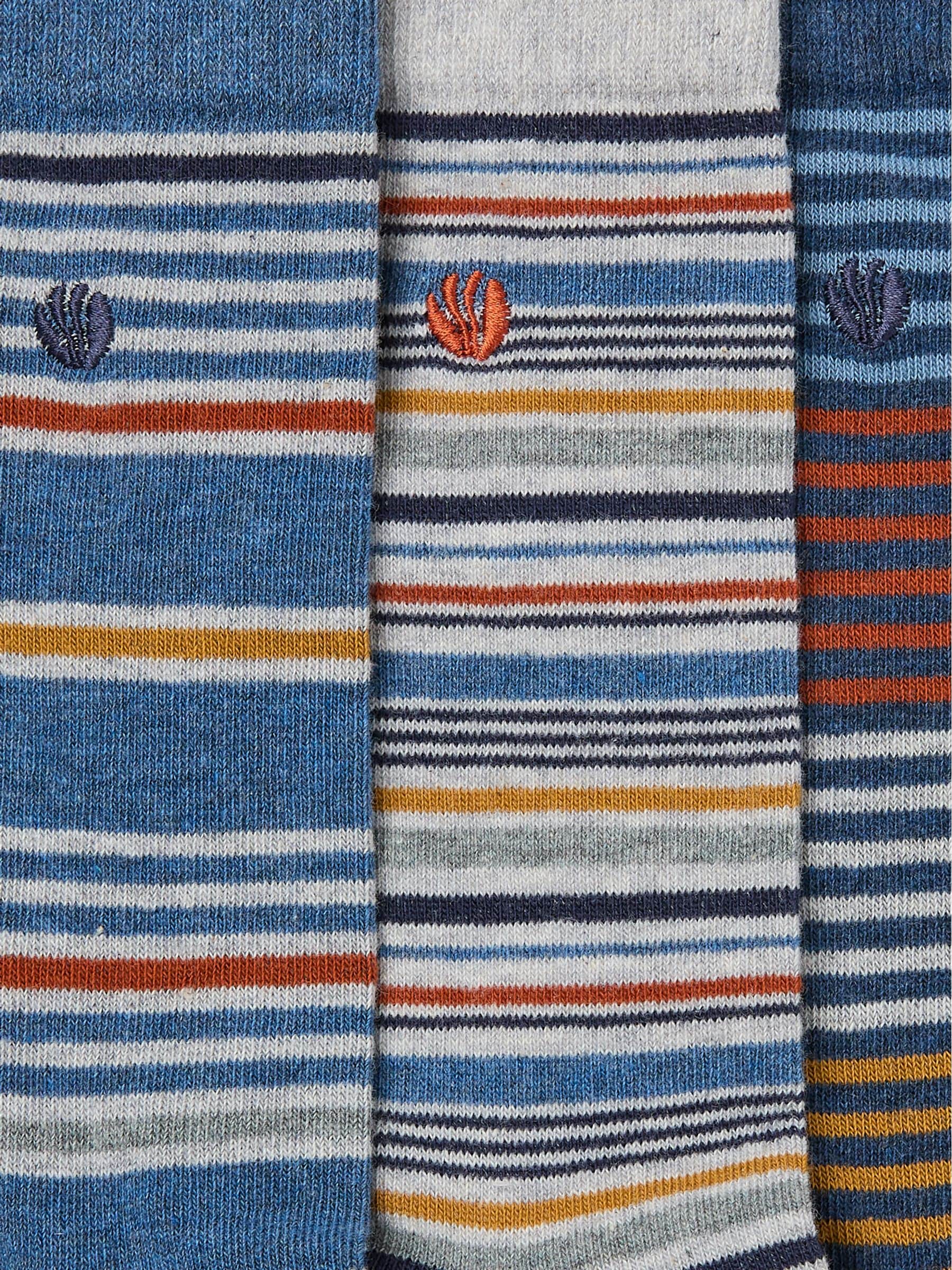 Blue 3 Pack Men's Striped Socks