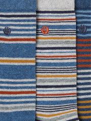 Blue 3 Pack Men's Striped Socks