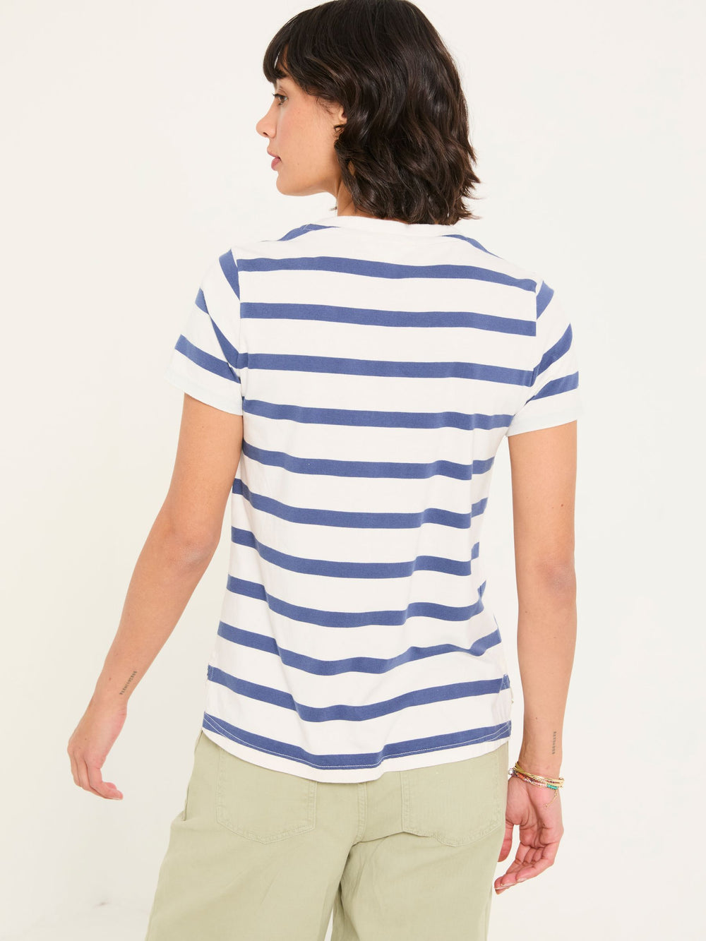 Natalie Ivory Short Sleeve Stripe T Shirt