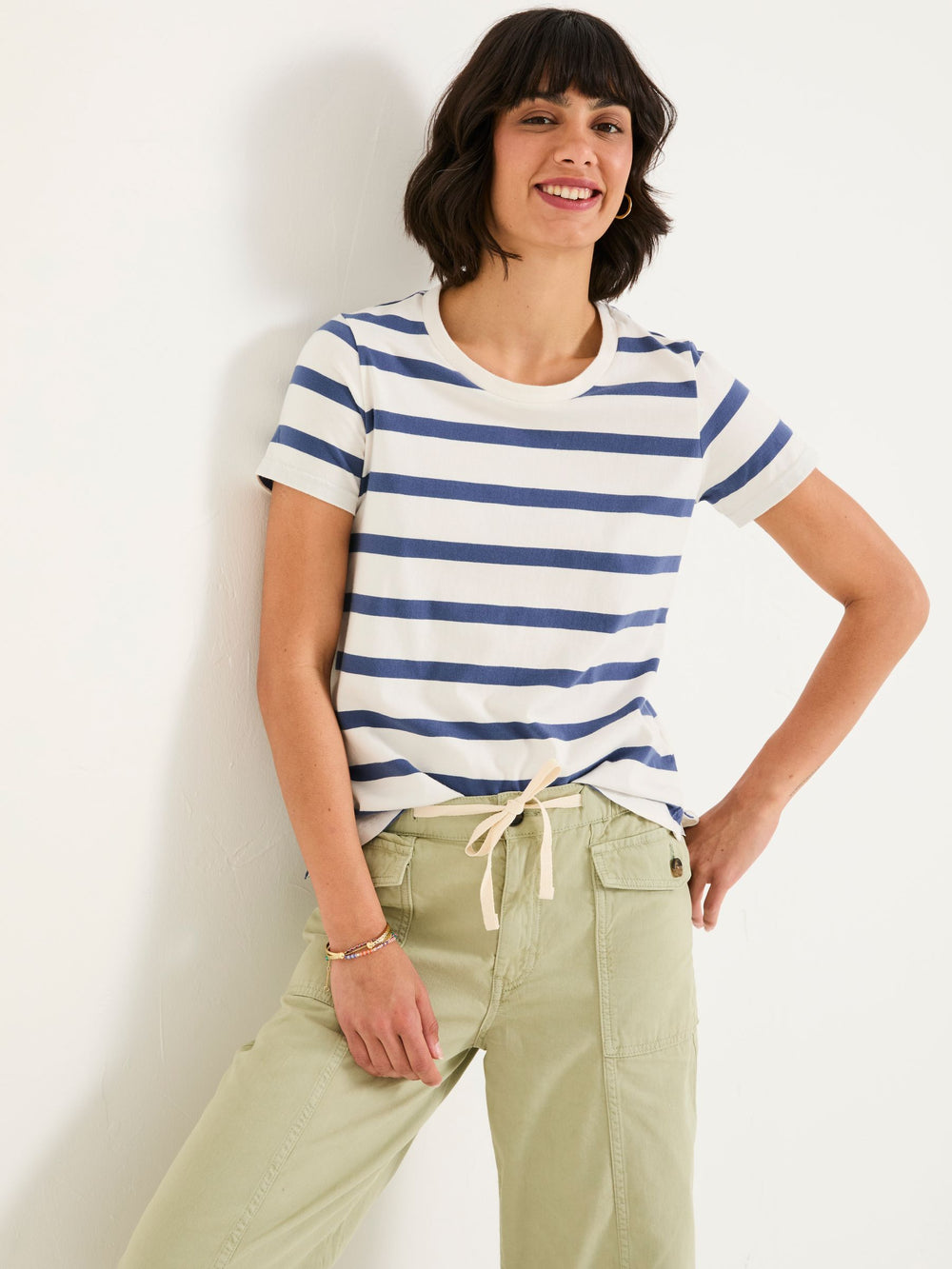 Natalie Ivory Short Sleeve Stripe T Shirt