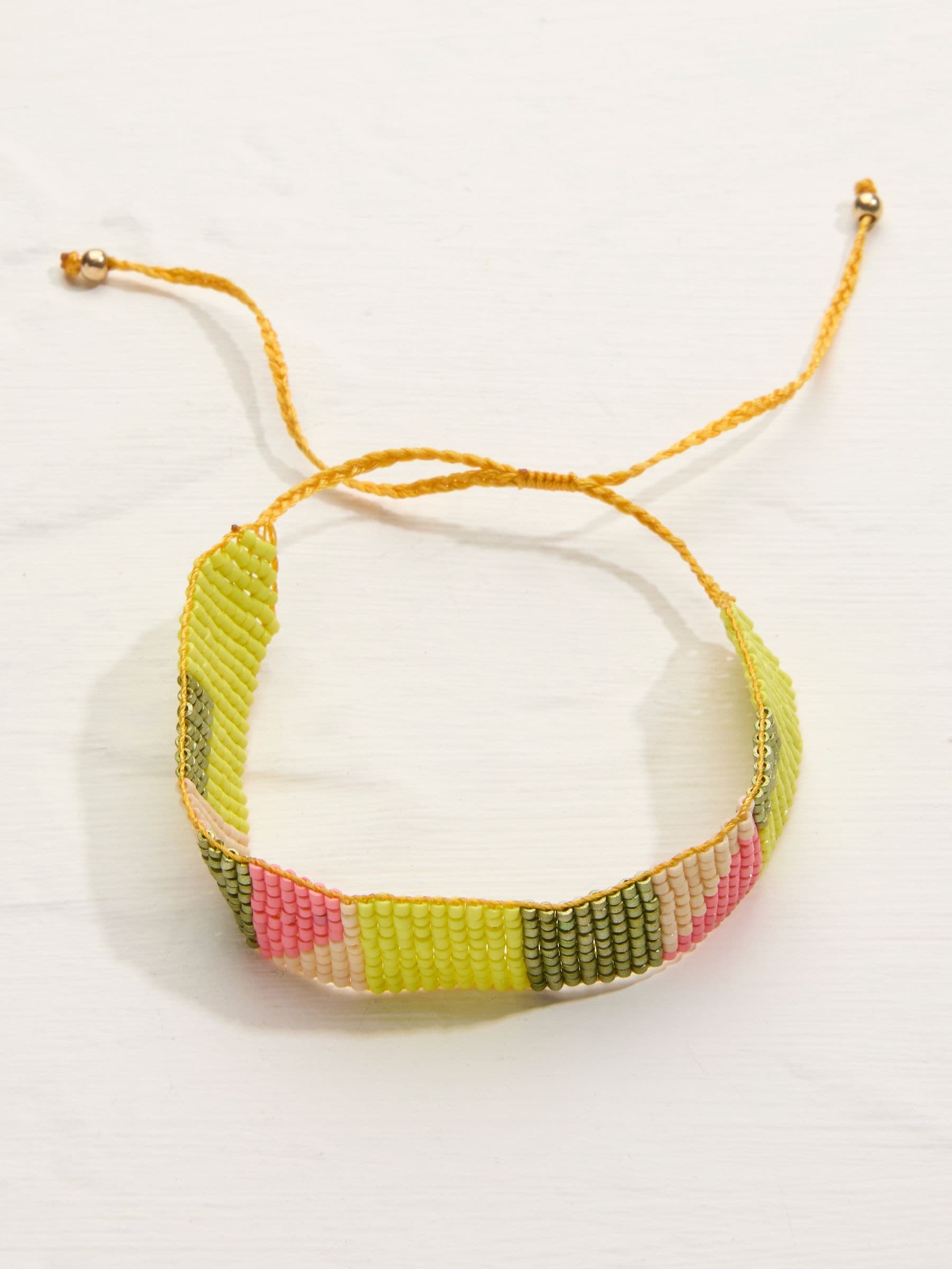 Yellow Adjustable Woven Bracelet