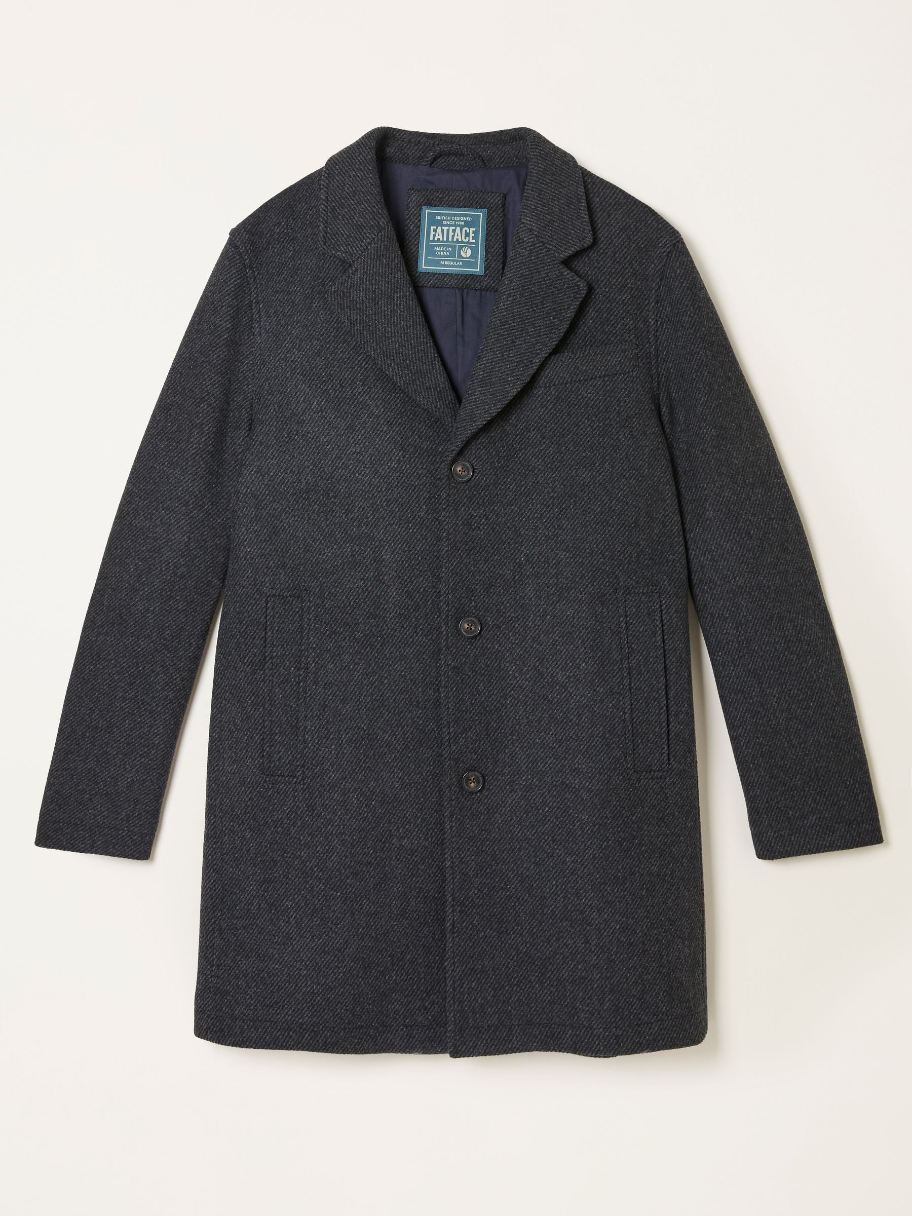 Tabor Dark Grey Single Breasted Wool Mix Topcoat