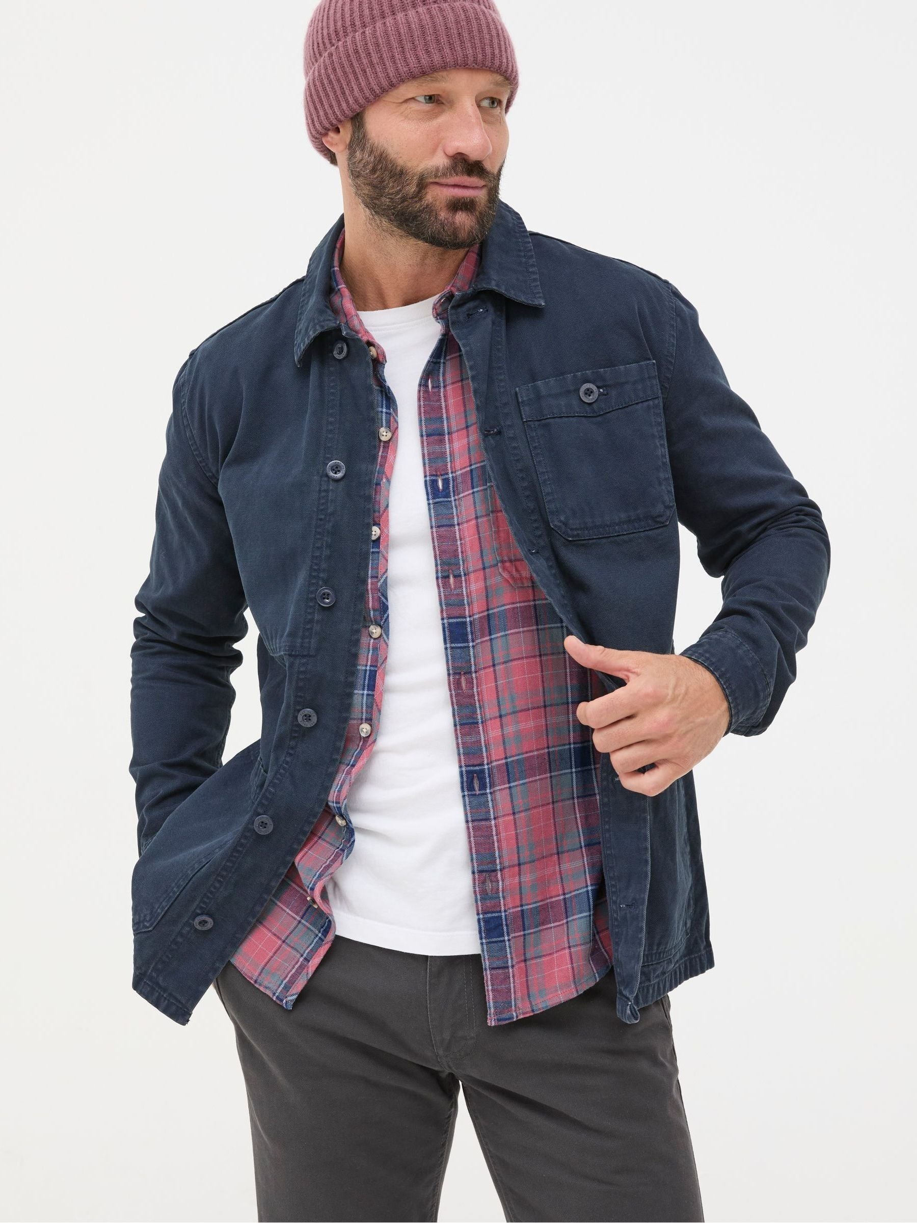 Navy Blue Canvas Worker Jacket