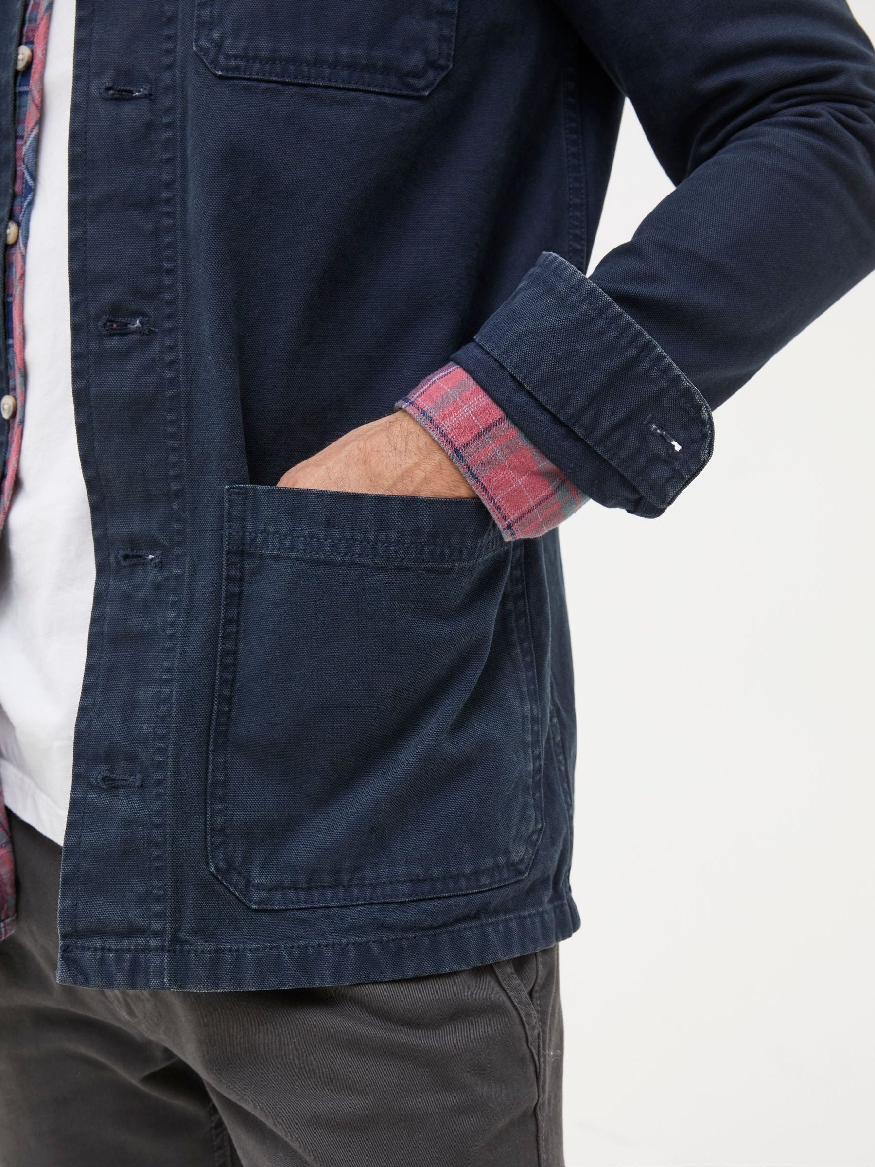 Navy Blue Canvas Worker Jacket