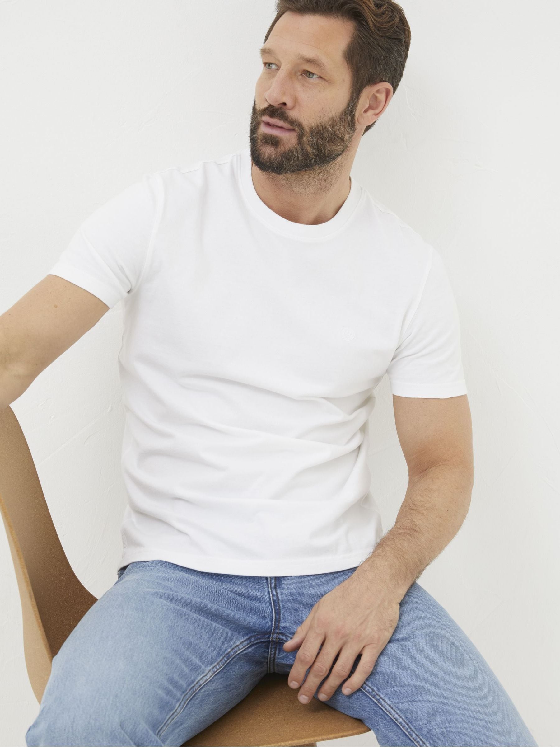 Lulworth White 100% Cotton Crew T-Shirt