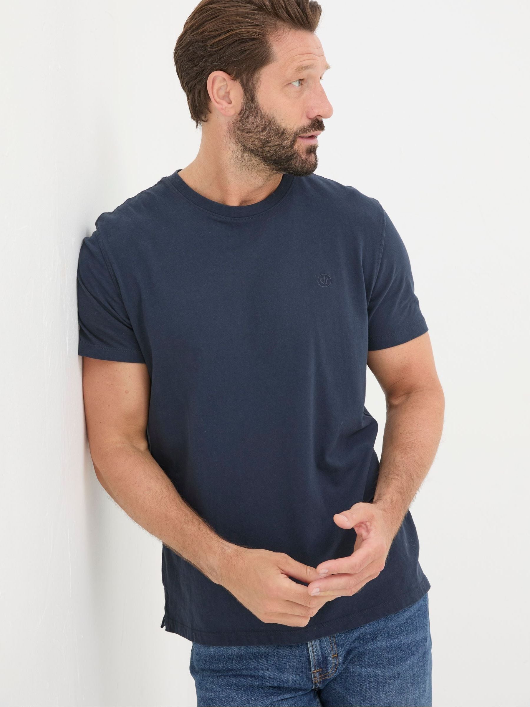 Lulworth Navy Blue 100% Cotton Crew T-Shirt