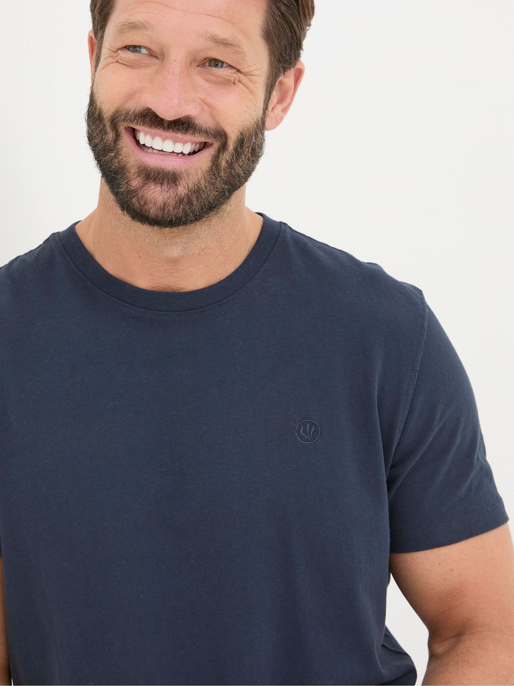 Lulworth Navy Blue 100% Cotton Crew T-Shirt