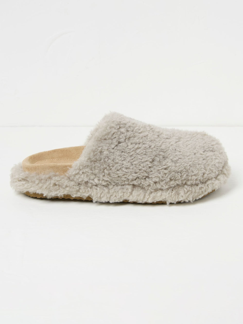 Light Grey Borg House Shoes
